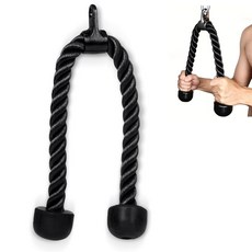 HVO 랫풀다운 삼두운동 훈련 로프 홈트기구 근력 강화용 단일/양손 그립 로프바 헬스기구 소품, 1개, 블랙