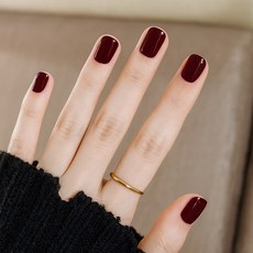 유행백서 짧은 손톱 붙이는 컬러 네일팁 라운드 숏타입 24pcs, 1개, ST108-다크레드