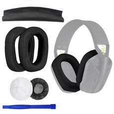 호환 로지텍 G435 G335 이어패드 헤드셋 패브릭 커버 4종 셋트, 블랙4종셋트, 1개