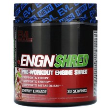 에볼루션뉴트리션 ENGN Shred 프리워크아웃 체리 라임에이드 249g (8.8oz) 1개