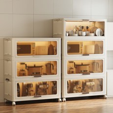 LINSHU 무설치 폴딩박스 다용도 대용량 플라스틱 리빙박스, 1개, 투명