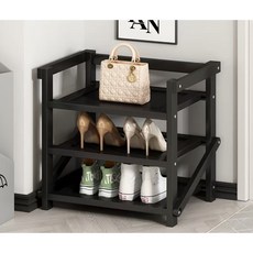 折疊鞋架 免安裝可折疊鞋架 置物架 鞋櫃 多層鞋架家用門口免安裝簡易鞋架可折疊多層收納架一拉就用經濟型宿捨鞋櫃, 黑色,【免安裝-可折疊】3層88cm, 1個