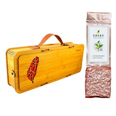 龍源茶品 台灣竹紋手提箱禮盒 杉林溪蜒仔茶葉、阿里山花郁甘露烏龍茶葉、杉林溪花韻烏龍茶葉、頂級華崗茶梨山高冷烏龍茶葉, 1套, 杉林溪花韻烏龍茶葉100g4包