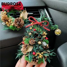 甜蜜cosmetics 聖誕永生花乾花車載擺件 風口夾 聖誕樹小精靈松果裝飾 伴手紀念禮品, 迷你小精靈聖誕樹擺件送3M膠, 1個