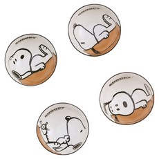 StarR 스누피 밀폐용기 밥공기 4개입 기프트 박스 포함, 화이트, 1개