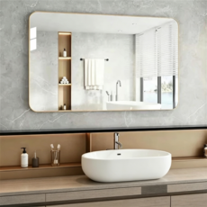 高清浴室鏡 全面屏 橫豎掛兩用 衛生間化妝鏡, 金