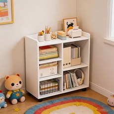 이동식 서랍장 거실 수납장 다기능 선반 책장, 흰색