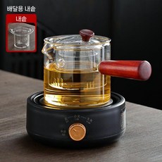 전기 세라믹 스토브 2023 새로운 주변 차 보일러 캔 절연 작은 물 끓는 특수 유리 유도 쿠커 라이트파, 티포트(검정)