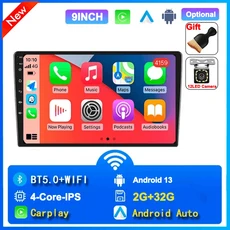 안드로이드 13 4G 멀티미디어 카 라디오 카플레이 오토 GPS 내비게이션 도요타 닛산 기아 라다 피아트 폭, 01 9-2G 32G CarPlay-CAM