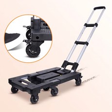 브레이크 장착 각도조절 7바퀴 확장형 핸드카트 고정끈 포함 VT270X Max150kg, 블랙, 1개