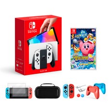 닌텐도 스위치 OLED 화이트 + 별의커비 wii 디럭스 + 10개 액세서리 풀세트, OLED화이트+커비wii+10개 액세서리
