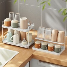 구디푸디 물빠짐 2단 선반 거치대 다용도 주방선반 컵 식기건조대