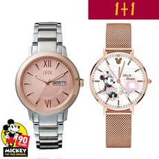 【1 1期間限定】ERICA X MICKEY MOUSE 90S 1 1玫瑰粉銀色不鏽鋼碗錶38MM(ER-17-GL