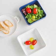 적층 보관 사각찬기 메인접시 대접시 2color, 로제 사각쿠프 (화이트 1p)