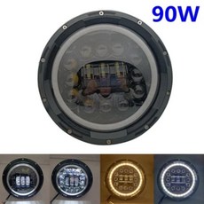 블랙크롬 모토 라이트 오토바이 전조등, 1개, 8. 90w full halo, 기본