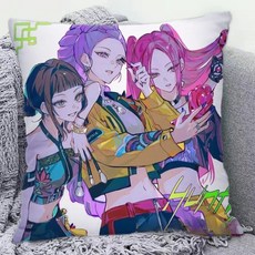 케이팝 데몬헌터스 쿠션 베개 루미 조이 캐릭터 굿즈 장식쿠션 사각, 매끄러운 글로시 새틴, 9