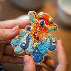 法式刺繡 錦鯉魚胸針 DIY材料包, 錦鯉胸針材料包, 1個