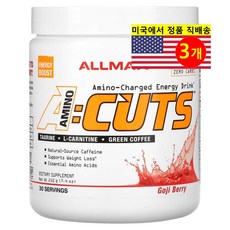 올맥스 A 컷 아미노-차지드 에너지 드링크 글루텐 프리 무설탕, 3개, 210g
