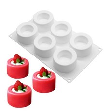 실리콘 샌드 무스 틀 베이킹 몰드 오목컵, 1개, 6구 푸딩 몰드 200g 화이트 플래티넘