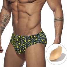 潮流時尚編織紋路低腰防尷尬錦綸抽繩運動游泳溫泉男生三角泳褲