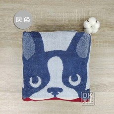 DK大王 法國鬥牛犬 無撚紗大浴巾 純棉 柔軟蓬鬆 Bulldog Towel, 灰色/條, 詳見包裝