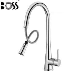 BOSS 無鉛廚房伸縮龍頭 010211 下抽拉式 雙出水模式噴頭 日本進口陶瓷閥芯 台灣製造, 1個