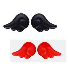 로드킷 오토바이 헬멧 장식 천사 날개 악세사리 고양이귀, 엔젤 블랙+레드