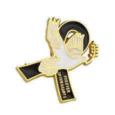 우아한 비행 새 리본 디테일 브로치 방청 데일리 정장 동반, 검은, 흑색의, 1개