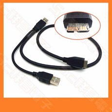 祥昌電子 雙USB 3.0 1分2外接硬碟傳輸線 USBA公轉MicroB公 60CM, 1個