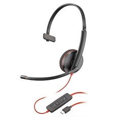 Poly Blackwire 3210 유선 헤드셋 소음 제거 마이크 싱글 이어 디자인 USB-C 또는 USB-A를 통해 PC/Mac에 연결 팀 및 줌과 함께 작동 아마존, Poly Blackwire 3210 유선 헤드셋, 소음