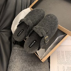 투니스 여성 단색 통굽 기모 보켄 슈즈 4cm