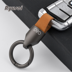 Ryusei 자동차 키링 제네시스 호환 가죽 고급 키홀더링 GV80 GV70 G80 호환 키링 고리 차량용품 R027, G80-브라운, 1개