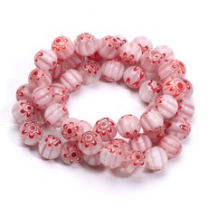 쥬얼리 제작용 무라노 램프워크 꽃 원형 유약 유리 구슬 DIY 팔찌 목걸이 수제 공예 액세서리 46 개 8mm, 8mm 46pcs, C05732