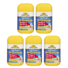 네이처스웨이 맛있는 키즈 비타구미 오메가3 피쉬오일 베리 오렌지 레몬 3가지맛 5통, 60정, 5개
