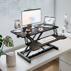 Tixpra 높이조절 모션 데스크 거치형 스탠딩 컴퓨터 책상 테이블, 80cm, 블랙