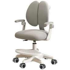 兒童椅 兒童學習椅 書桌椅 升降椅，人體工學設計，升降調節，安全穩固, 1件, 頂配藍-重力輪-帶扶手-可升降-萬象輪, 雙背灰