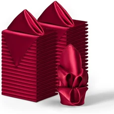 냅킨 12PCS 레드 30x30cm 실키 세탁가능 파티 새틴 웨딩 소프트, 12개, 12pcs burgundy