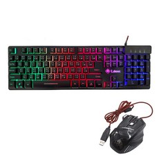 I.shocc 鋼鐵戰神遊戲鍵鼠組 LED五段光源有線鍵盤滑鼠, 新品, 黑色, 06-KB868, 普通型