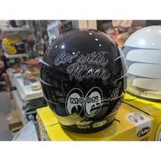 小梁部品 Gallop X MOONEYES 大眼睛 月亮 聯名 限量 安全帽 小帽體 復古帽 3/4 彩繪, 噴色黑