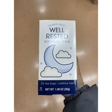 트레이더조 웰 레스트 허브티 카페인프리 티백 Trader Joe's Well Rested Herbal Tea, 1개, 20개입