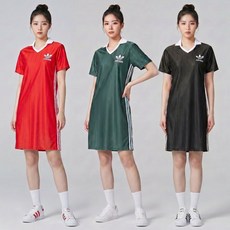 아디다스 시원한 기능성 삼선 반팔 원피스 여성 쿨 소재 오리지널 여름 카라 테니스원피스