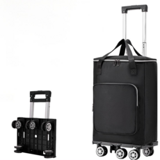 휴대용 접이식 장바구니 다용도 장바구니 초대형 용량 쇼핑카트 모던블랙 시장 카트, 검은색, 1개