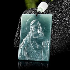 【保真】天然翡翠a貨附證書 翡翠耶穌項錬 玉佩 玉石 玉珮 吊墜 吊飾, 1個, 耶穌（附證書）