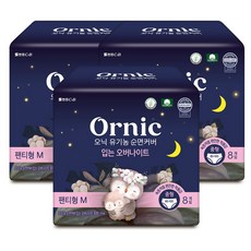 오닉 유기농 순면커버 입는오버나이트 M 8매 1팩, 중형, 8매입, 3개