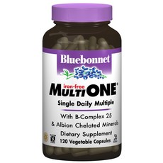 Bluebonnet 多合一綜合維他命不含鐵素食膠囊, 120顆, 1個