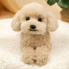 진짜같은 강아지인형 테디 비숑 푸들 대형 말티푸 귀여운 동물 선물, A. 누워있는 살구테디, 27CM, 1개