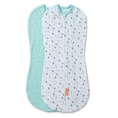 SwaddleMe by Ingenuity 압박 아기 포대기 포드 쉬운 기저귀 교체를 위한 양방향 지퍼 수면 개선 및 깜짝 반사 진정 0-2개월 TOG 2팩 - 리틀 비