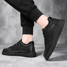 기니디샵 남성 털스니커즈 검정색 통굽 기모 스니커즈 캐주얼룩