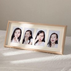 성장액자 돌잔치 출산선물 돌선물 성장동영상, 사진 인쇄 포함 어린이용 액자, 1매, 4장 세로 화이트오크