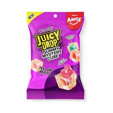 새로운 Juicy Drop 미스터리 젤리 캔디 큐브 오리지널 맛 99.2g3.5온스 벗겨낼 수 있는 딸기 동물 내부 과일 인터랙티브 2-in-1 간식 과자 재미있는 상품 [호환, 3.5 Oz (Pack of 1), 와일드 베리